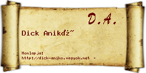 Dick Anikó névjegykártya